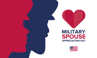 Military Spouse Appreciation Day. Celebrated in the United States. National Day recognition of the contribution, support and sacrifice of the spouses of the Armed Forces. Poster, card, banner. Vector