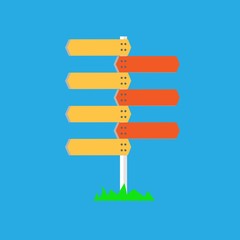 Colorful street signs with direction signs