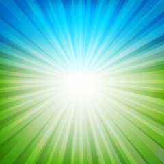 Blue And Green Sunburst Background