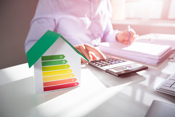 Businessman Calculating House Energy Cost