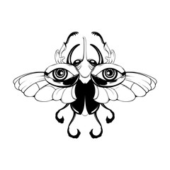 Vector hand drawn illustration of beetle with wings isolated.