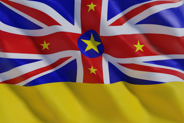 Niue flag in the wind