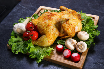 Beautifully served roasted chicken
