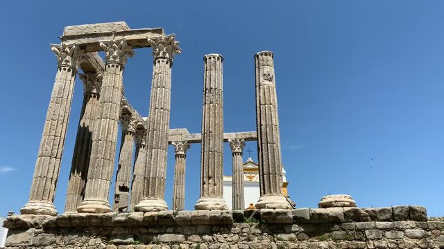 Roman temple ruins in Evora Portugal 