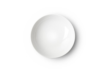 Empty white ceramic plate. Isolated on white background