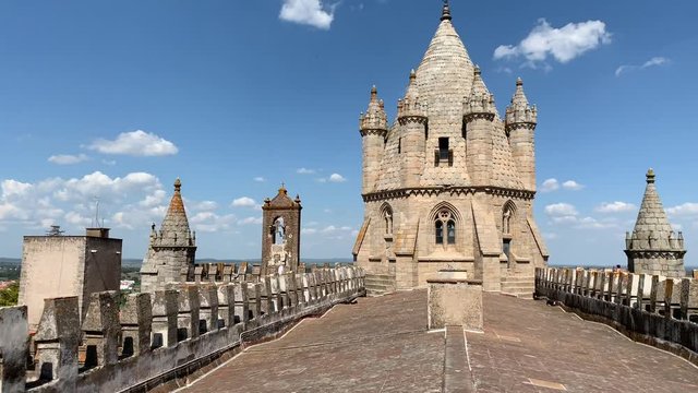 Roof of the Se Cathedral in Evora Portugal 