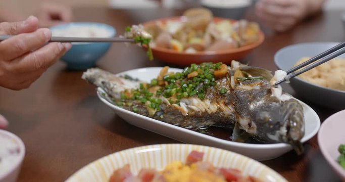 Chinese style family dinner at home