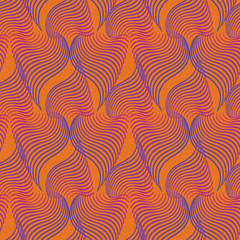 Seamless abstract retro geometric pattern. Blended curves and lines in geometric layout.