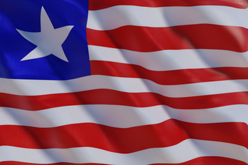 Fototapeta na wymiar Liberia flag in the wind