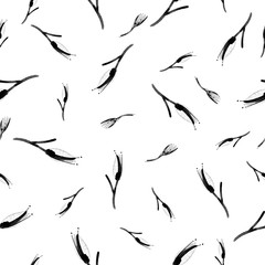 Black and white spring seamless pattern