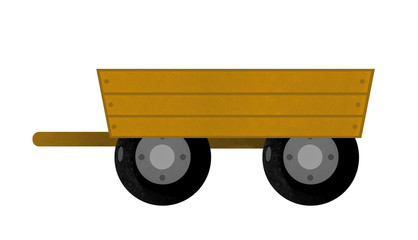 cartoon scene with wooden farm wagon on white background - illustration for children