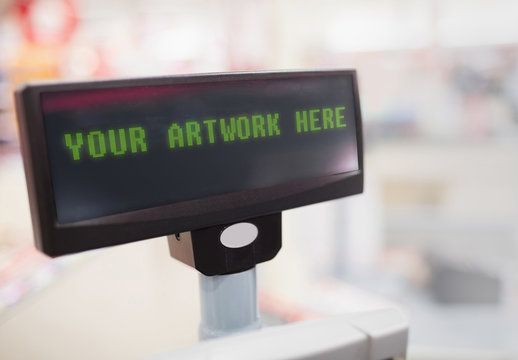 Cash Register Screen with Blur Effect Mockup