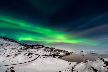 Aurora borealis on Reykjanes Peninsula‎
