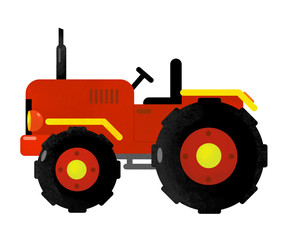 cartoon isolated farm vehicle on white background - tractor - illustration for children