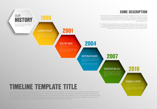 Timeline Infographic with Hexagonal Elements