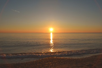 Fototapeta premium view on sea and sunrise in Corsican 