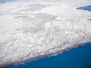 Aerial view of the southern region icy landsacpe