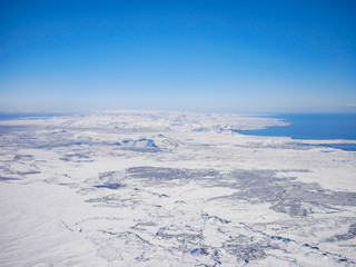 Fototapeta na wymiar Aerial view of the southern region icy landsacpe