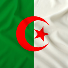 Algeria country flag on pleated silk fabric