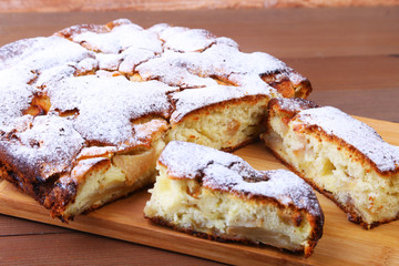 Classic American Homemade apple pie. Piece of tasty Organic Apple Pie. Dessert Ready to Eat.