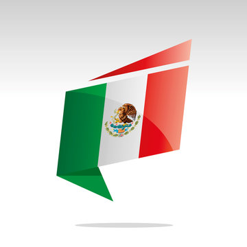 New abstract Mexico flag origami logo icon button label vector