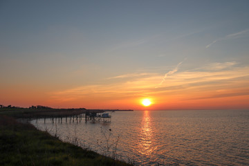 Nouvelle-Aquitaine - Carrelets au coucher de soleil