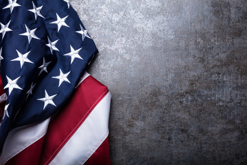 American Flag On Concrete Background