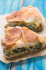 Phyllo pastry spinach pie
