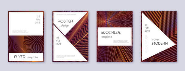 Stylish brochure design template set. Orange abstr