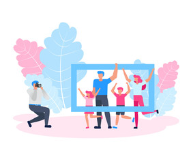 Family character vector design. Concept take photo.