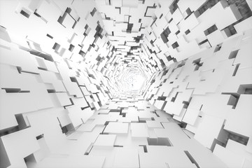 3d rendering, bright science-fiction tunnel, bright background