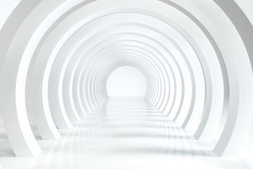 3d rendering, bright science-fiction tunnel, bright background