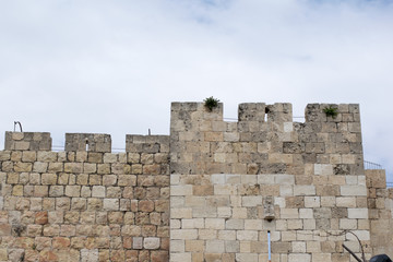 wall of old castle Jerusalem Israel 