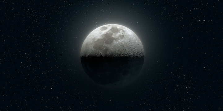 Highly Detailed Shot of Moon against Dark Night Sky © Warren