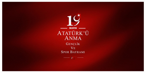vector illustration, 19 may, Commemoration of Atatürk, Youth and Sports Day, (19 mayıs, Atatürk'u anma genclik ve spor bayrami.)	
