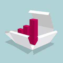 The chart is in the box. Isolated on blue background.