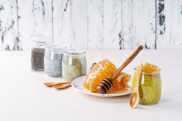 Variety of chia puddings