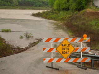 Water over road warning