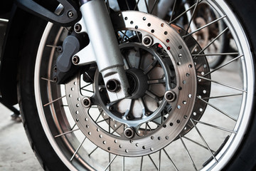 Fototapeta na wymiar Motorcycle wheels close up