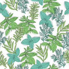 Herb leaves seamless pattern perfect for fabric textile wallpaper wrappaper background
