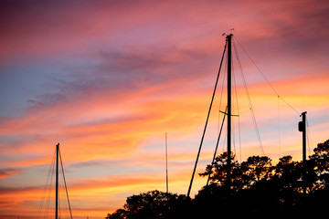 Fototapeta na wymiar sunset in port 