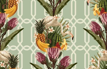 Gardinen Dschungel Vintage Beautiful and trendy Seamless Tropical Summer Pattern design in super high resolution. Pattern Decoration Texture. Vintage Style Design for Fabric Print, Wallpaper Background.  © Karmina