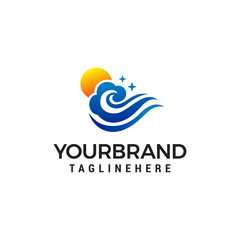 Fototapeta premium sun cloud technology logo design concept template vector