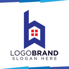 b Letter home Logo Icon Vector template