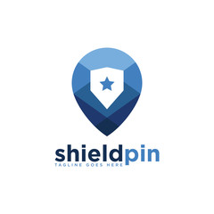 Shield Pin Logo - Vector logo template