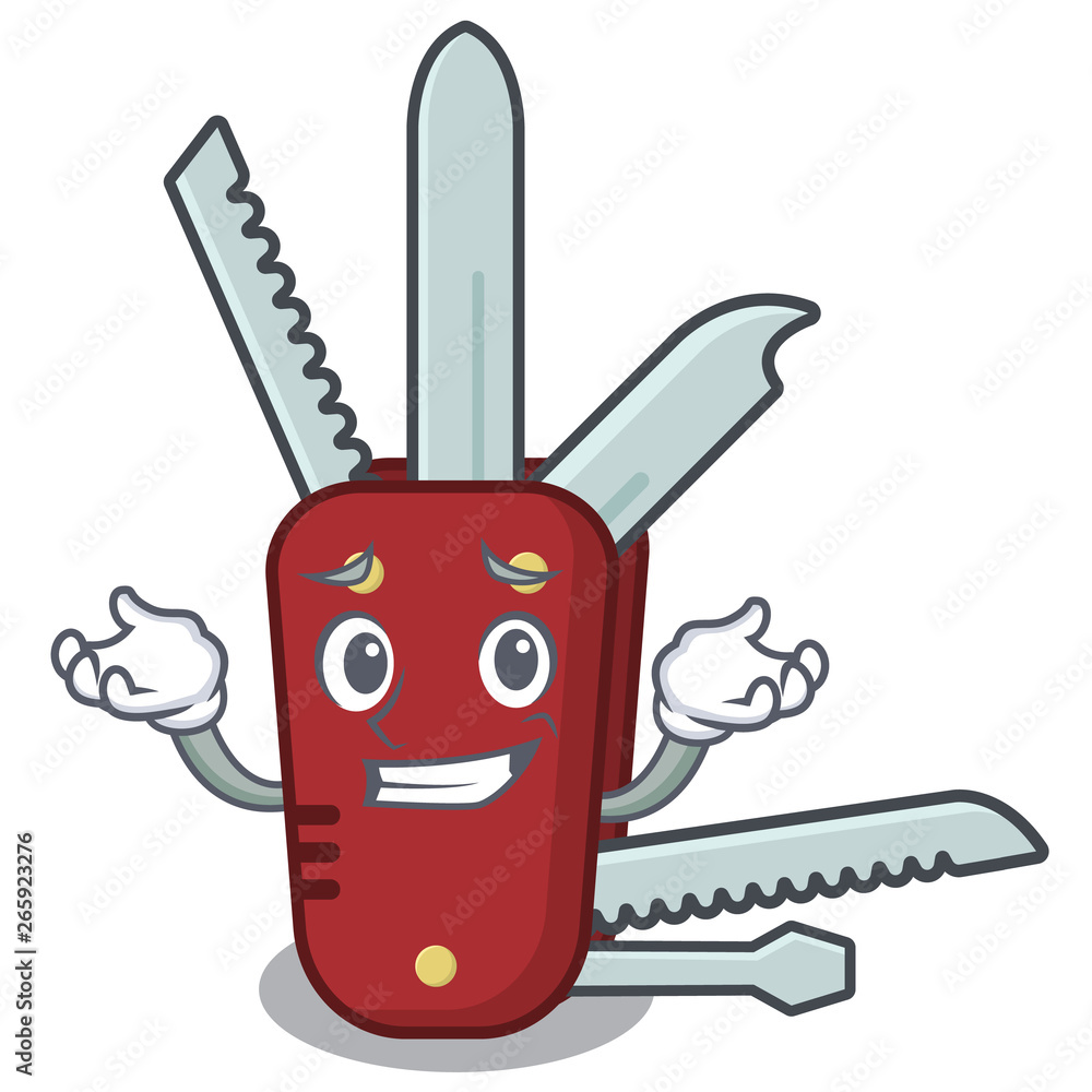 Sticker Grinning penknife in the a character shape