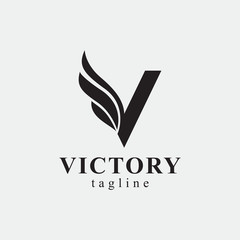 Wings V Logo - Vector logo template - obrazy, fototapety, plakaty