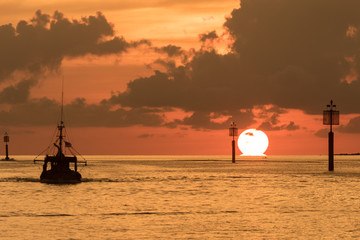 Beautiful sunset view sun down at Waterfront Kota Kinabalu, Sabah, Malaysia, The famous spot for...