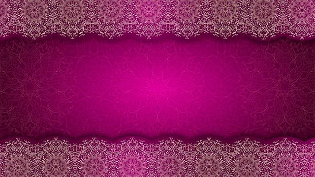 Red mandala border. Circle lace with magic ornament. Indian, ottoman, arabic pattern