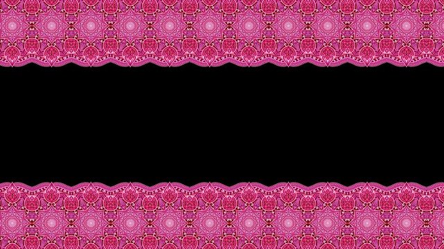 Seamless red mandala border. Circle lace with magic ornament. Indian, ottoman, arabic pattern